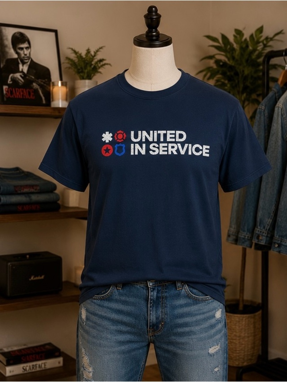 Under Armour Navy Short Sleeve 'United In Service' Graphic Tee Women’s XXL